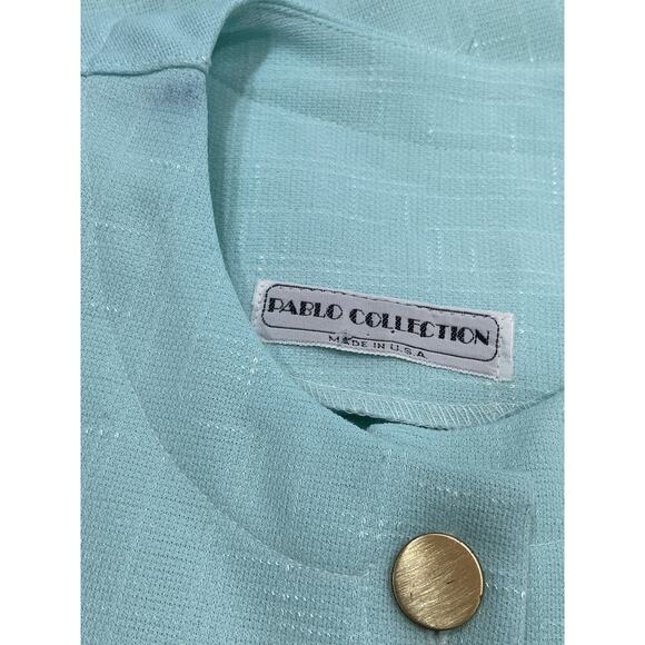 Vintage 60s Pablo Collection Blue Polyester Jackie O Chop Jacket Women’s size 12 - Picture 5 of 6